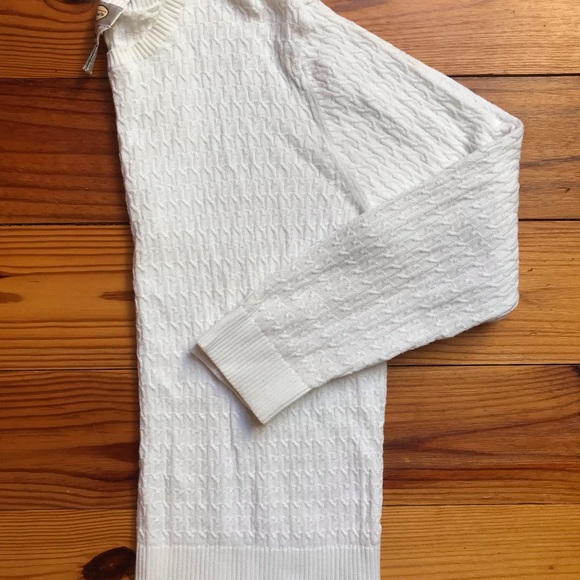 Talbots Pima Cotton White Cable Knit Sweater, EUC, L - Picture 9 of 9